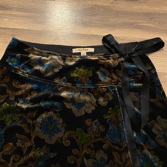 SOLD Free People Silk Velvet Floral Wrap Skirt - Picture 3 of 8
